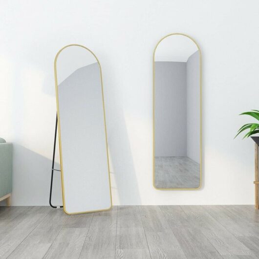 MIQU Full Length Mirror Wall Mounted Aluminum Alloy Frame Hang Large Round Corner Mirror for Dressing Room, Living room, Bedroom, 146 x