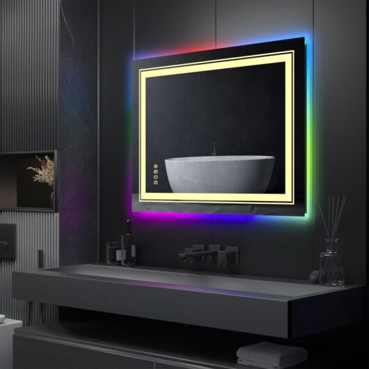 800x600 Large Illuminated Led Bathroom Mirror with Demister Pad Rectangle rgb Backlit Touch Sensor Switch