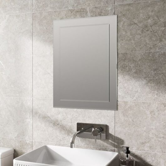 Bathroom Frameless Bevelled Wall Mirror Rectangular 450 x 600mm - Silver