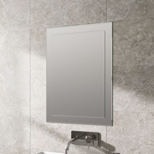Bathroom Frameless Bevelled Wall Mirror Rectangular 500 x 700mm - Silver