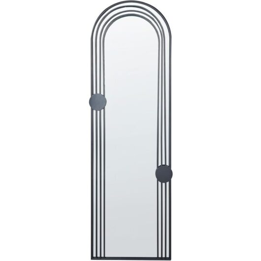 Beliani - Wall Mounted Decorative Large Mirror Glamour Style Hanging Decor 45 x 146 cm Black Ajain - Black
