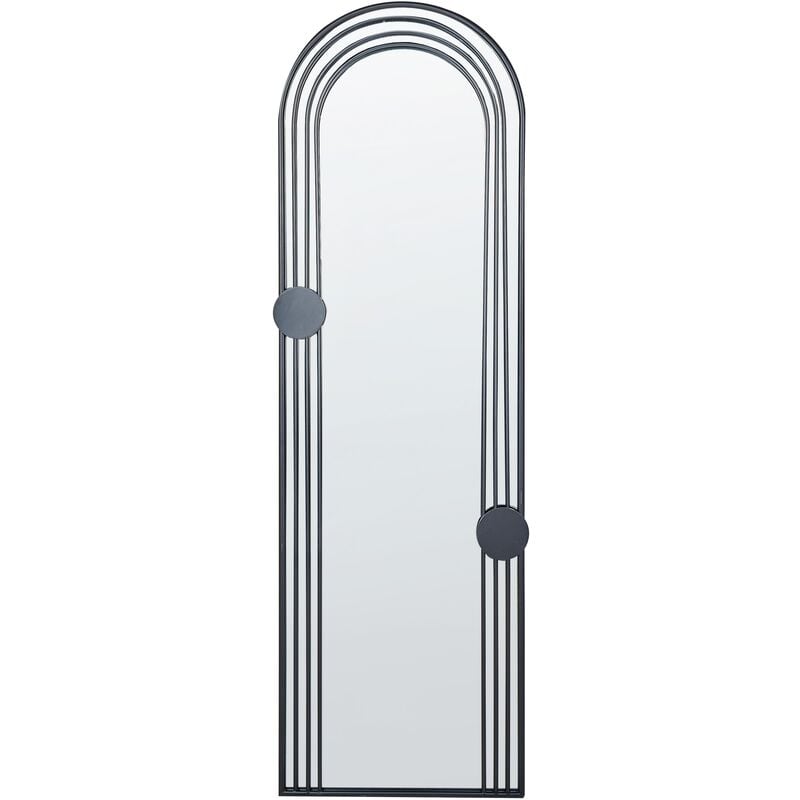 Beliani - Wall Mounted Decorative Large Mirror Glamour Style Hanging Decor 45 x 146 cm Black Ajain - Black