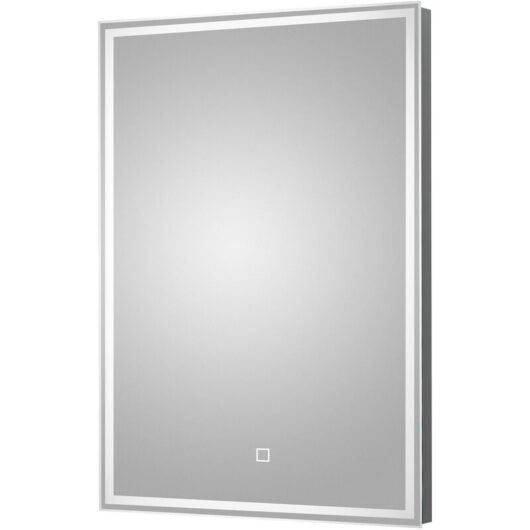 Rectangular LED Illuminated Framed Touch Sensor Mirror with Demister, 700mm x 500mm - Chrome