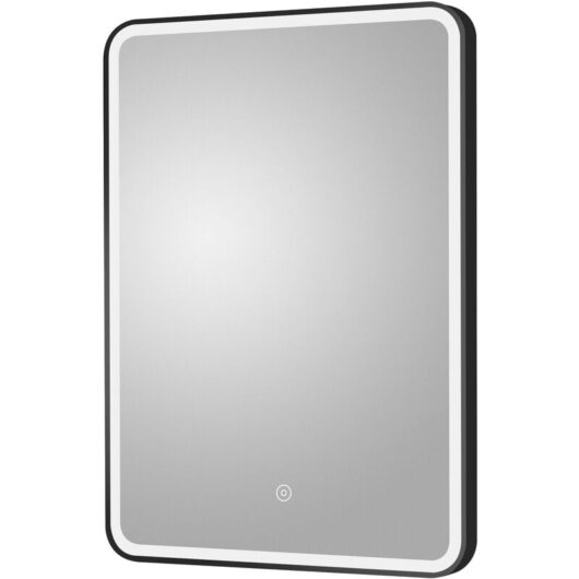 Rectangular LED Illuminated Touch Sensor Framed Mirror with Demister, 700mm x 500mm - Black - Black