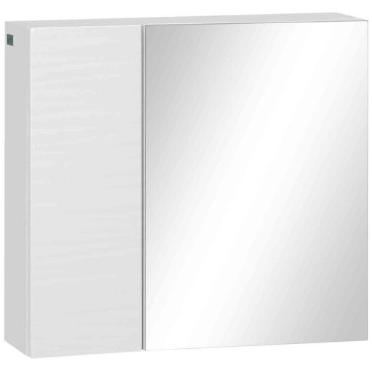 kleankin Bathroom Mirror Cabinet Wall Mounted Cupboard w/ Adjustable Shelf, white