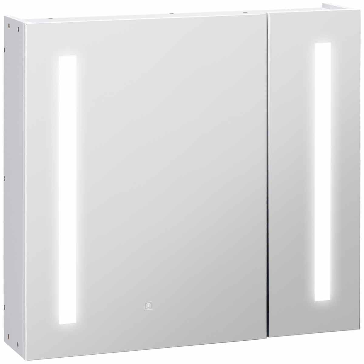 kleankin LED Illuminated Mirror Cabinet with Lights, Touch Switch, for Bathroom, white