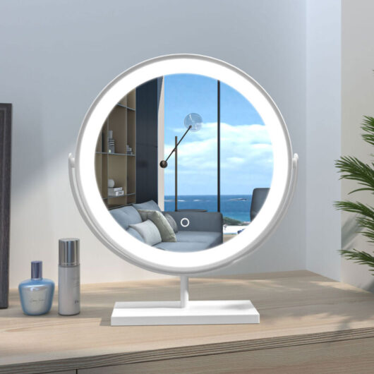 Acezanble - Hollywood Vanity Mirror with Lights, Large Round Corner Tabletop Makeup Mirror with Dimmable, Smart Touch Screen, Hollywood Mirror with
