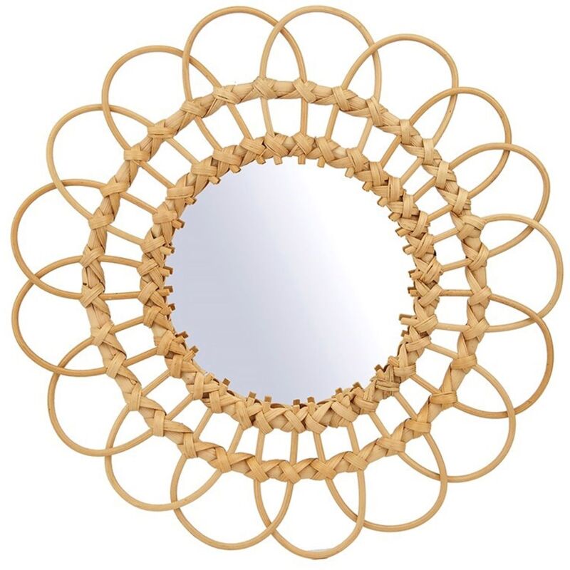 Boho Wall Mirror REA 223K17 34cm - light brown