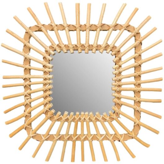 Boho Wall Mirror REA QDJ071 45cm - light brown