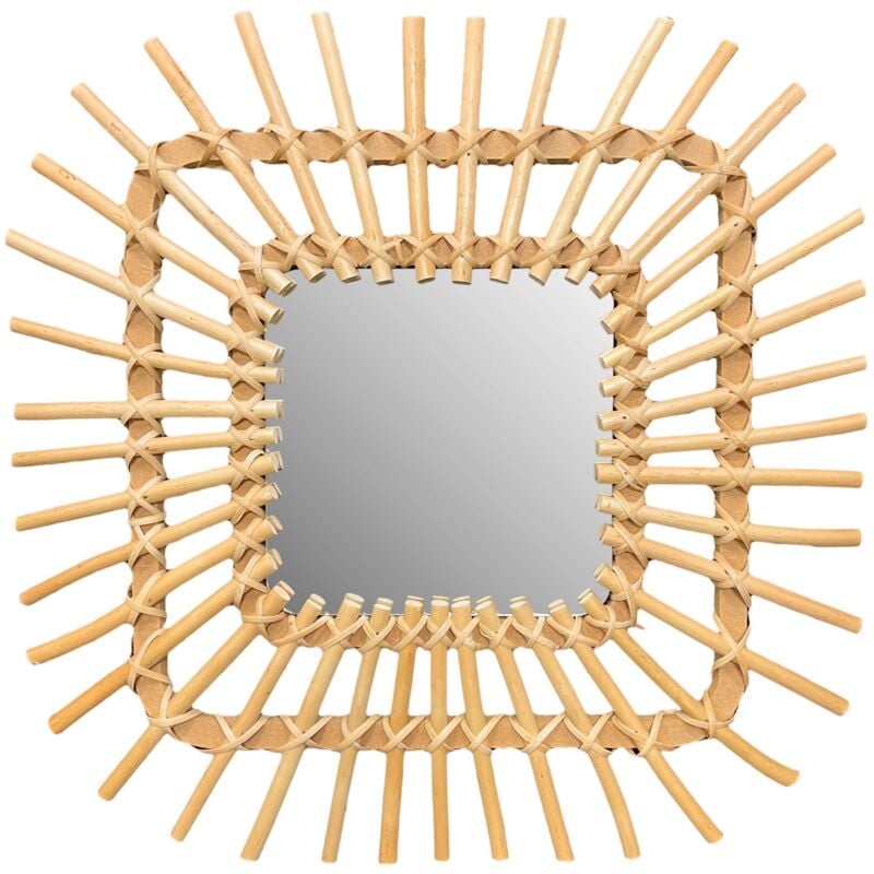 Boho Wall Mirror REA QDJ071 45cm - light brown