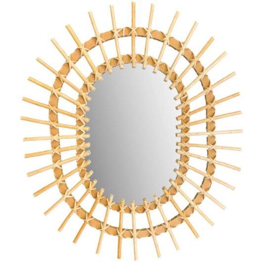 Boho Wall Mirror REA QDJ5749 57cm - light brown
