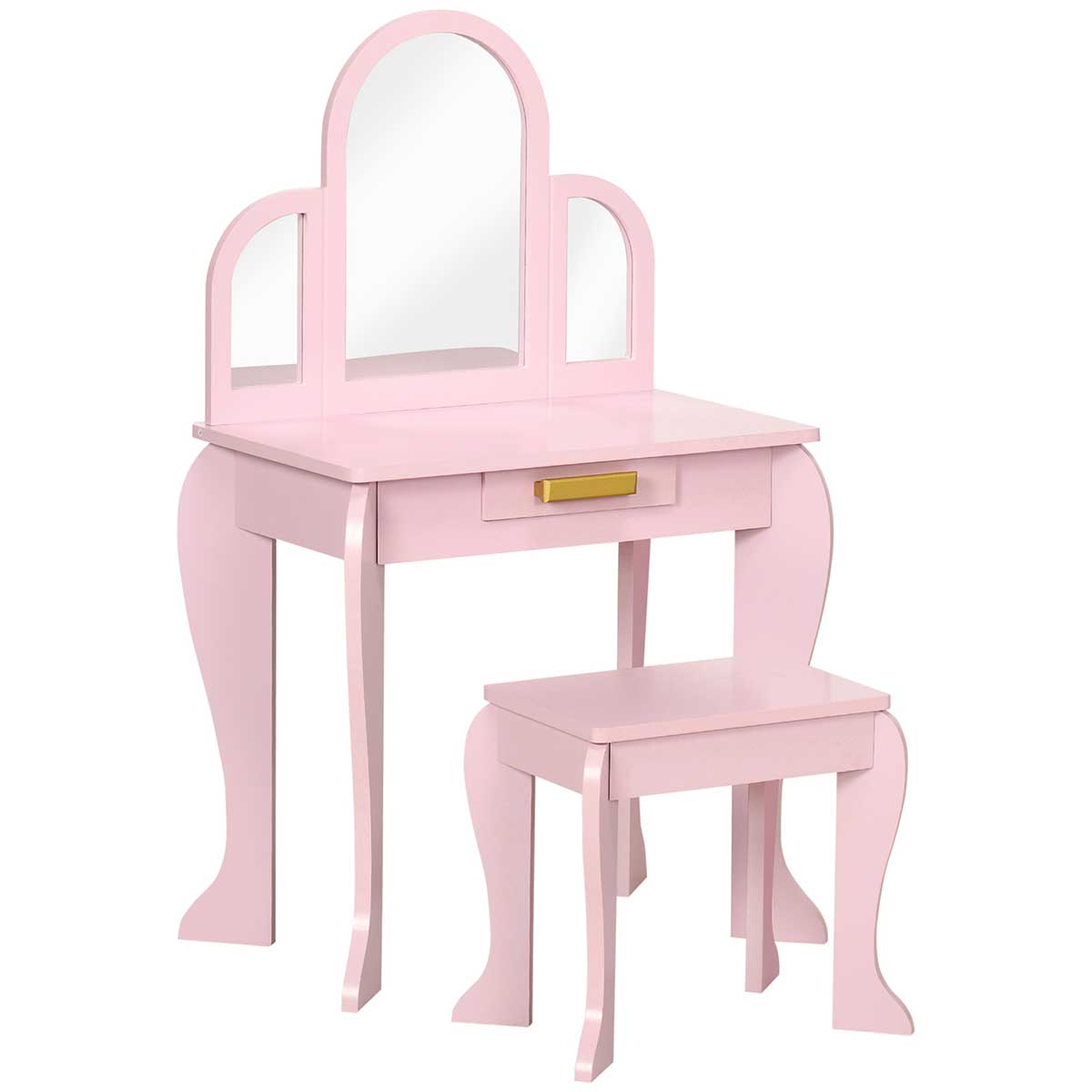 Kids Dressing Table Set with Drawer and Mirror, Pink