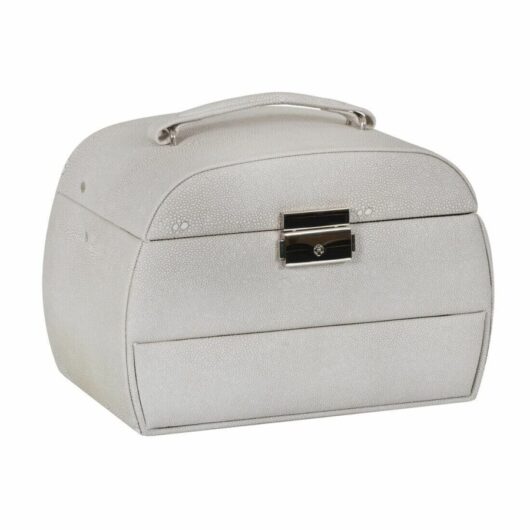 Large Lockable Jewellery Box With Faux Leather Travel Case - White