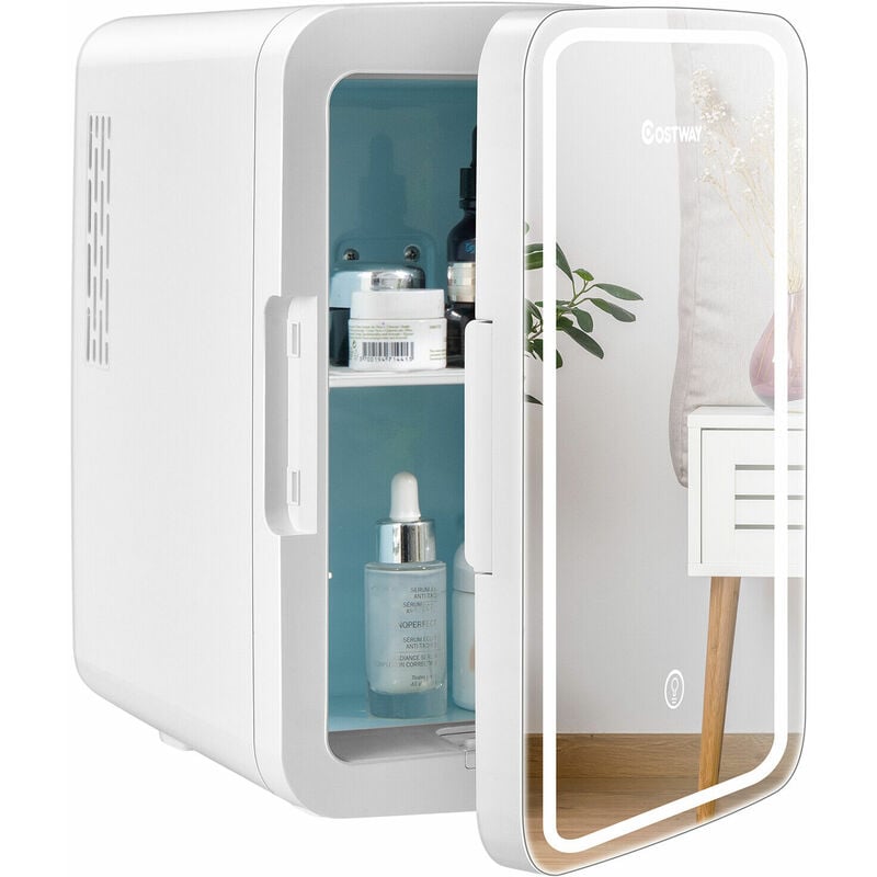 10 l Portable ac/dc Beauty Fridge w/ led Mirror Thermoelectric Cooler/Warmer