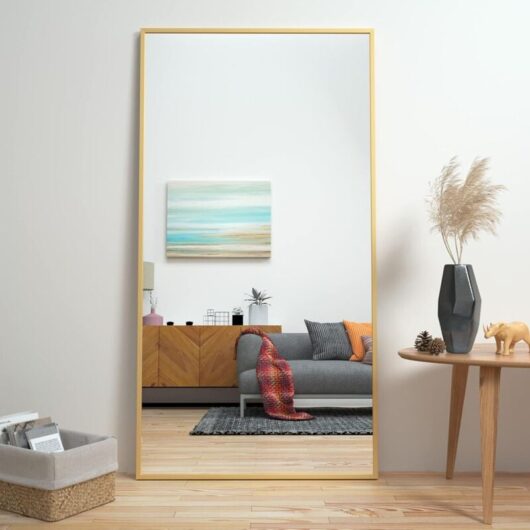 165 x 60 cm Full-length mirror, floor mirror, aluminium alloy frame free-standing mirror, wall-mounted mirror for bedroom, dressing room and