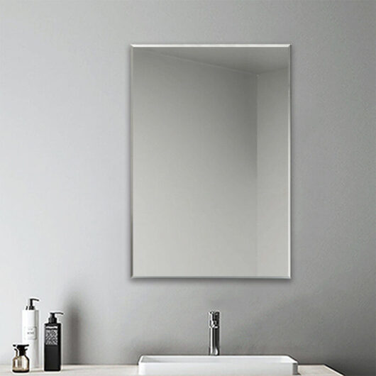 Aica Sanitaire - Plain Frameless Wall Mirror Large Full Length with Wall Hanging Fixings Bathroom-900X600