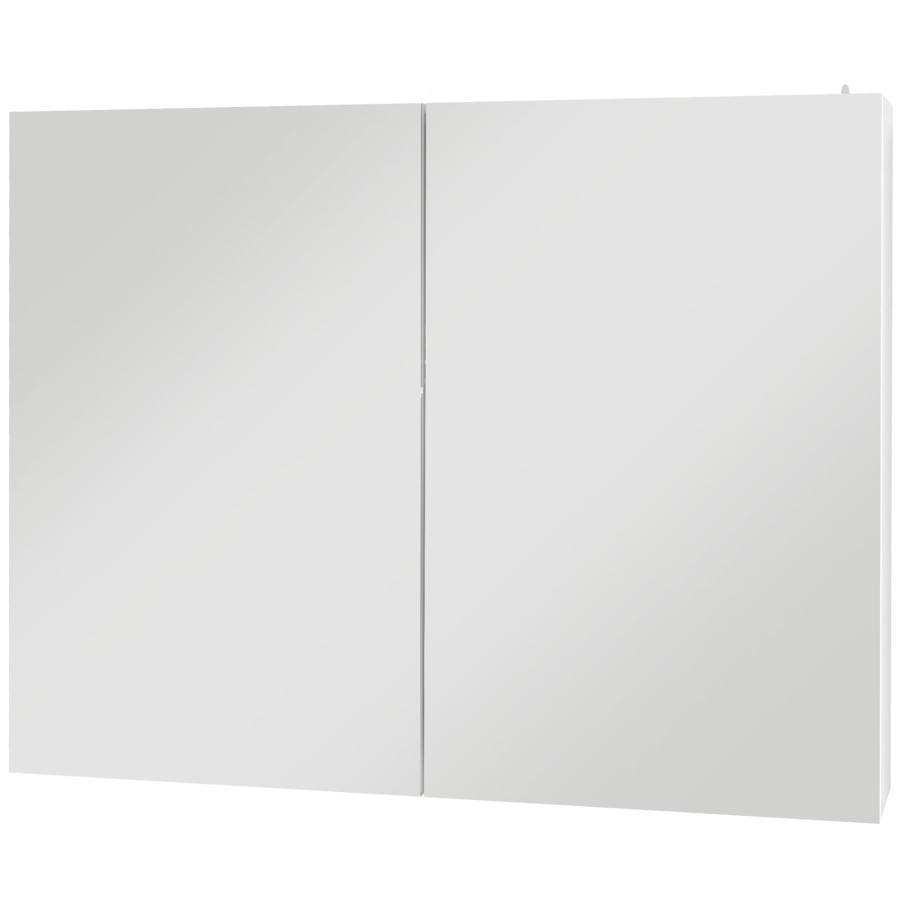 Bathroom Mirror Cabinet with Light, Bathroom Storage Cupboard with Adjustable Shelf, USB Charge, 90x15x70cm, White