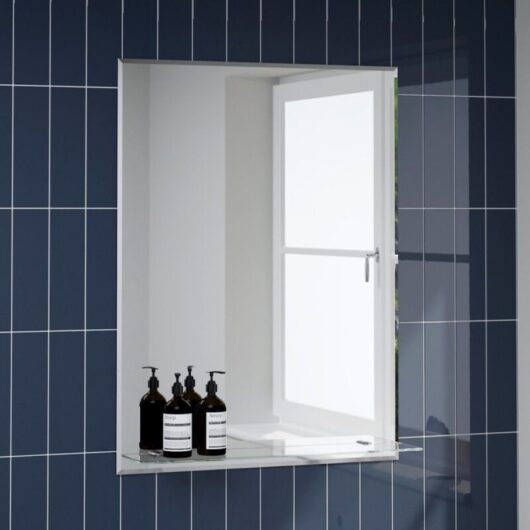 Bathroom Mirror Wall Modern Frameless Bevelled Rectangle Glass Shelf 800x600mm