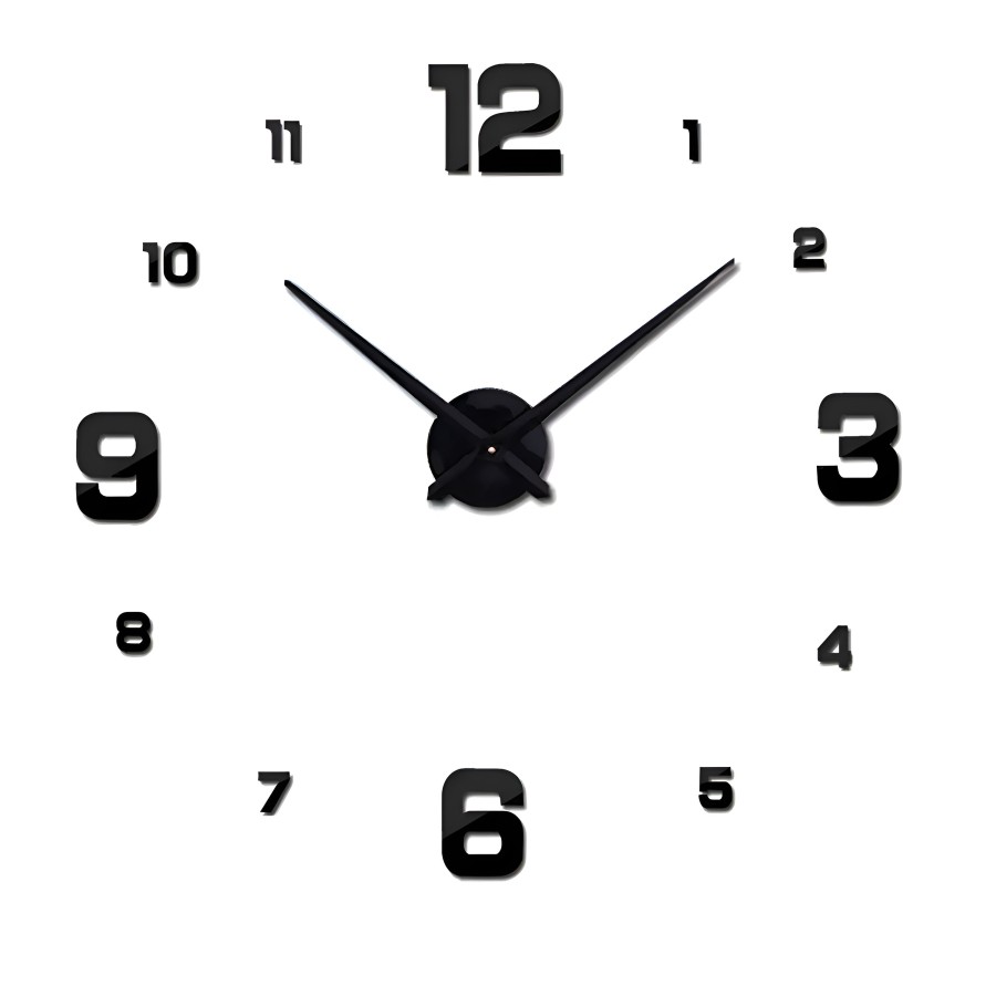 Customizable 3D Clock DIY Mirror Large Number Wall Clocks Sticker ~5406 - Style 02
