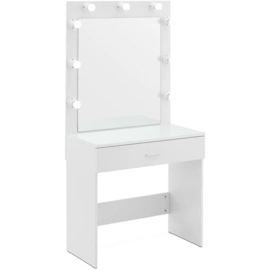 Dressing Table Mirror lighting 80 x 40 x 161 cm White