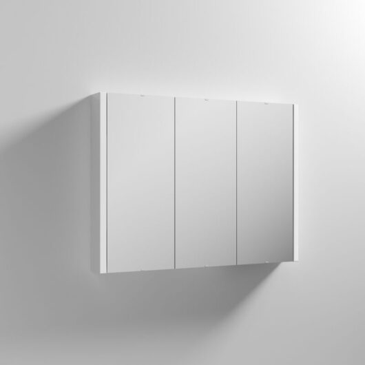 Eden 3-Door Mirrored Cabinet 650mm h x 900mm w - White - Nuie