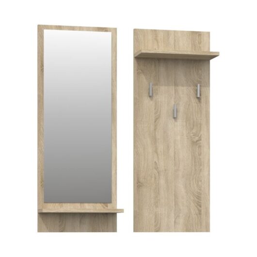 Kameron Hall coat rack 3 large clothes hooks Dimensions : 90x35x16 Practical shelves Mirror