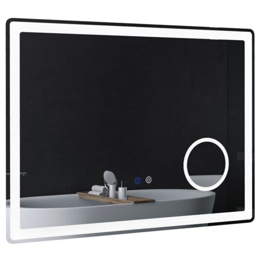 Kleankin LED Magnifying Anti-Fog Smart Touch Bathroom Vanity Mirror with Lights, none