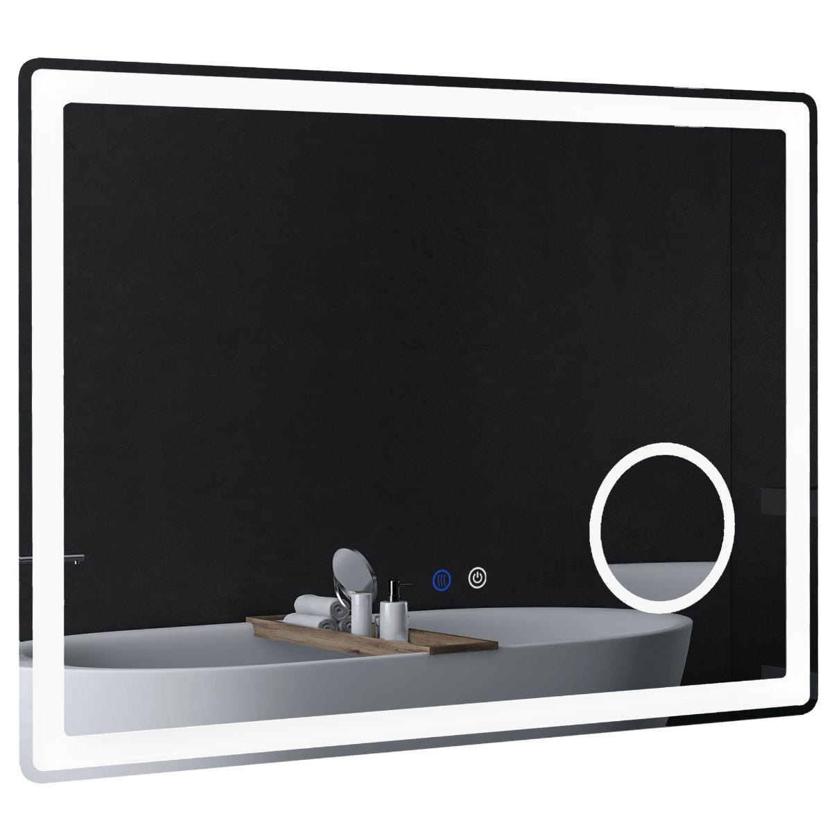 Kleankin LED Magnifying Anti-Fog Smart Touch Bathroom Vanity Mirror with Lights, none