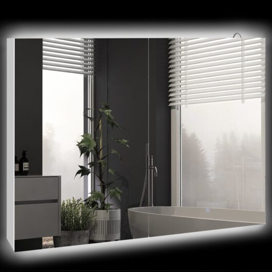 Kleankin Wall-Mounted Mirrored Bathroom Storage Cabinet with Adjustable Shelf - White, White