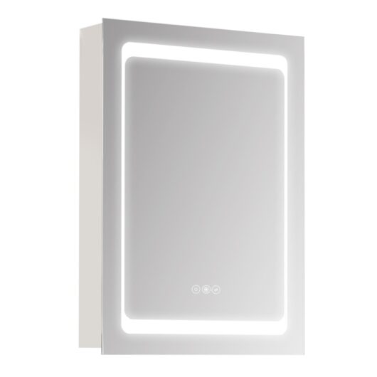 LED Illuminated Bathroom Mirror Cabinet with LED Lights, Wall-mounted Storage Organizer with Shelves, Touch Switch For Makeup Cosmetic