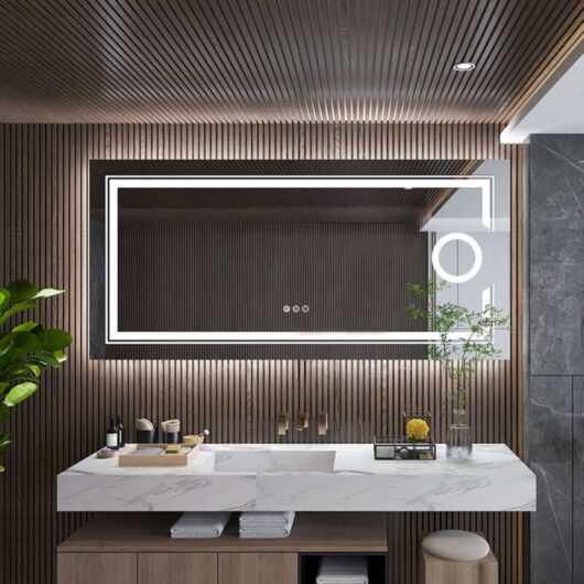 Large Backlit led Illuminated Modern Bathroom Mirror with Demister Round 3x Magnifier, 1200 x 600mm