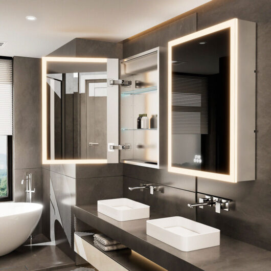 Luxury Aluminum Alloy Bathroom Mirror Cabinet Edge led Illuminated, Fogless, Time