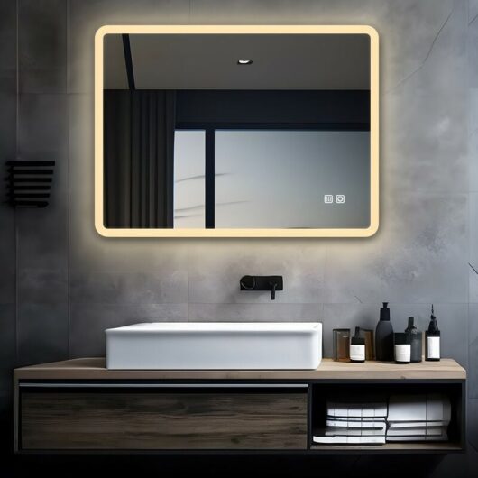 MIQU Bathroom LED Mirror Rectangular Large Illuminated Wall Mounted Makeup Mirror with 3 Color & Demister Pad for Bath,Bedroom,Hotel,Living Room, 700