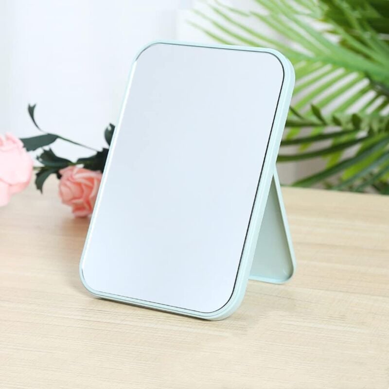 Memkey - Makeup Mirror Portable Mirror Large Travel Mirror Fashion Beauty Mirror with Adjustable Stand Square Minimalist Desk Dressing Mirror (Blue)