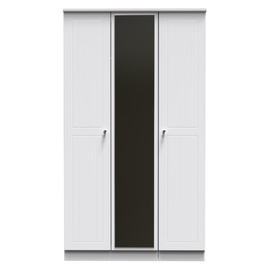Monroe Ready Assembled Wardrobe with Triple Mirror - White Matt / White - Welcome Furniture | TJ Hughes