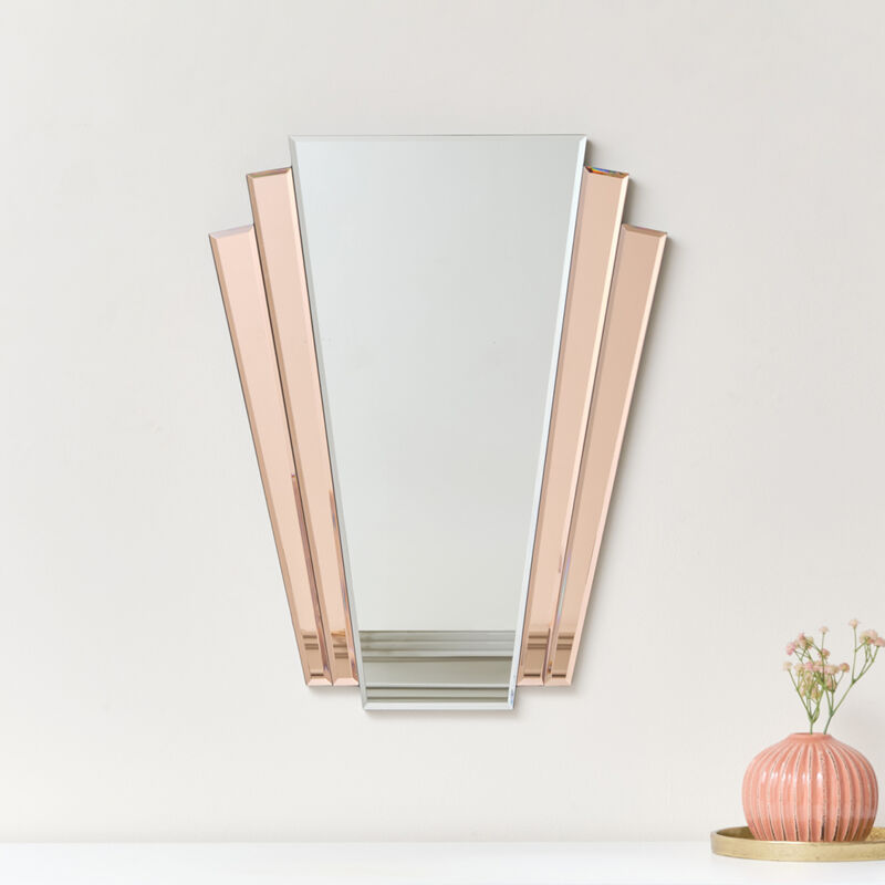Pink Art Deco Fan Wall Mirror - 60cm x 48cm