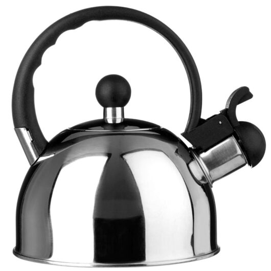 Premier Housewares 1L Mirror-Finish S/Steel Whistling Kettle, Silver