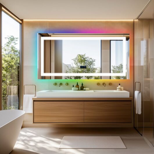 Rgb Colorful Smart led Illuminated Fog-free Extra Large Bathroom Mirror with Bluetooth Speakers, Time and Date Digital Display - Rectangular 1510mm x