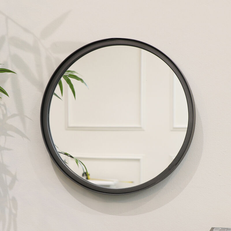 Round Dark Grey Framed Mirror 31cm x 31cm