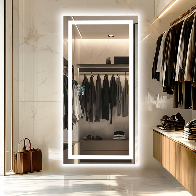 Smart led Illuminated Fog-free Large Bathroom Mirror with Bluetooth Speakers, Time and Date Digital Display - Rectangular 1600mm x 800mm