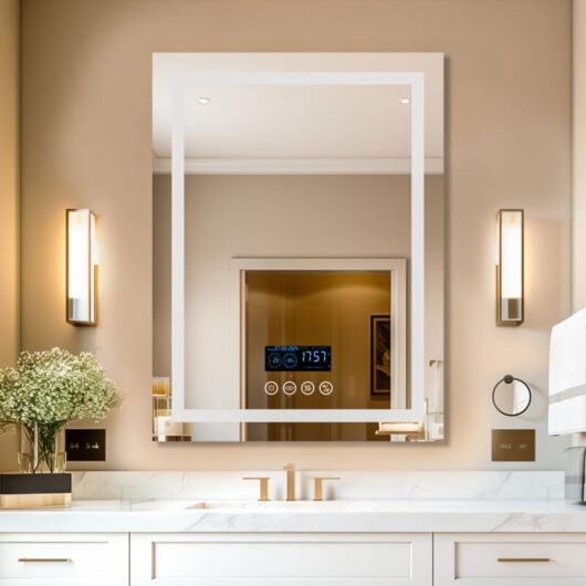 Smart led Illuminated Fog-free Large Bathroom Mirror with Bluetooth Speakers, Time and Date Digital Display - Rectangular 800mm x 600mm