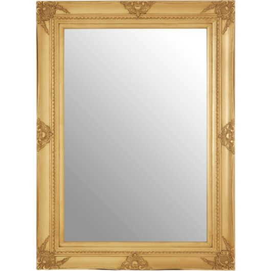 Wall Mirror / Mirrors For Garden / Bathroom / Living Room With Carving Rectangular Frame / Gold Finish Wall Mounted Mirrors W83 x D5 x H113cm.