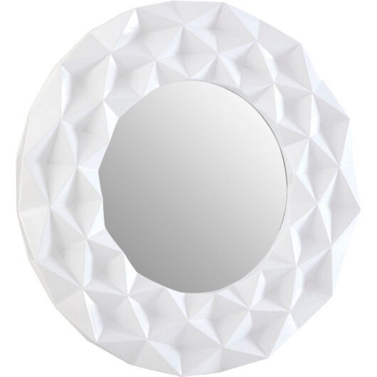 White High Gloss 3D Design Wall Mirror - Premier Housewares