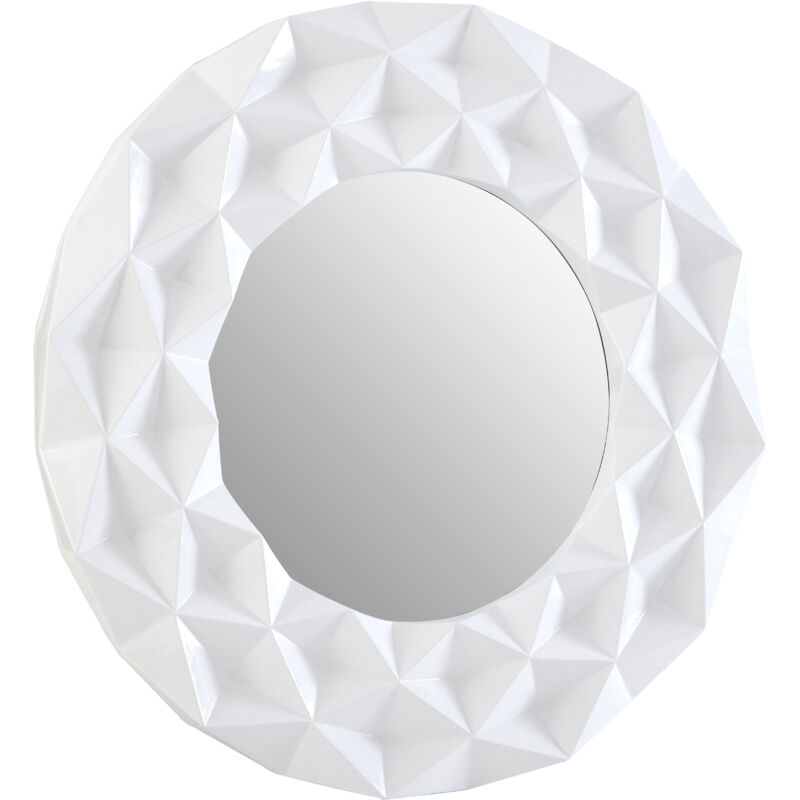 White High Gloss 3D Design Wall Mirror - Premier Housewares