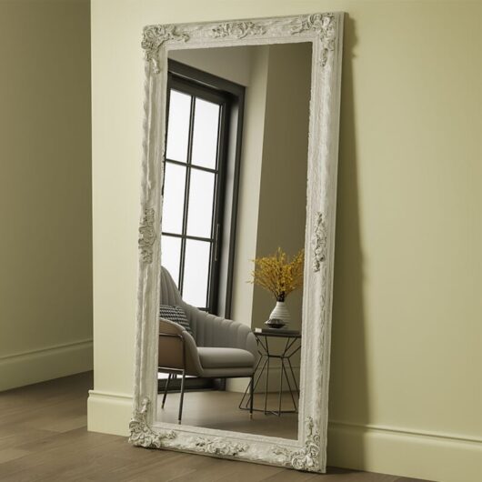 White Oversize Retro Rectangular Full Length Mirror
