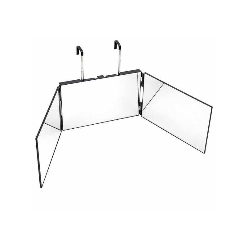 2022 Degree Folding Bathroom Makeup Mirror Shaving Cosmetic Tool Rear View Height Triple Adjustable 360, Black Without Led