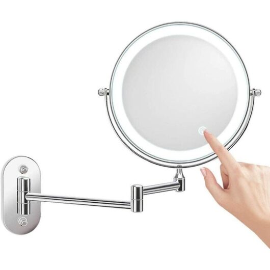 8 inch LED Makeup Mirror Wall Mounted Lighted Magnifying Mirror 1X/10X Magnification USB Charging 3 Color Adjustable