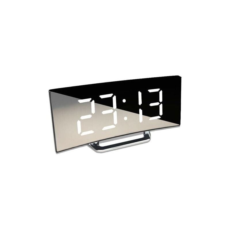 Digital Alarm Clock Curved Electronic Clock Large LED Display Mirror Clock Silent Alarm Clock