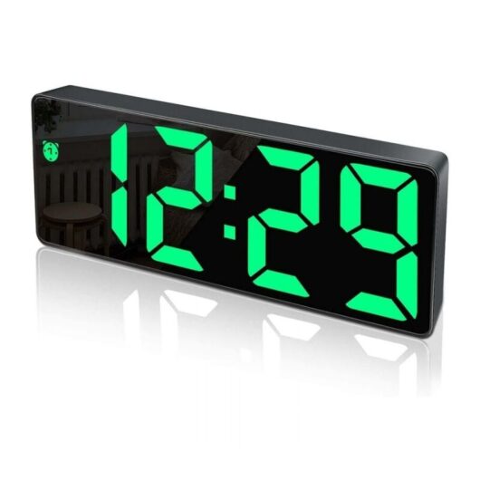 Digital Alarm Clock, Large led Display, Mirror Clock with Snooze Function and usb Charging Connection, Adjustable Brightness Alarm Clock, Suitable