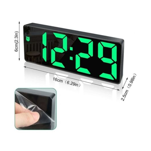 Digital Alarm Clock, Large led Display, Mirror Surface Clock with Snooze Function and usb Charging Connection Adjustable Brightness Alarm Clock for